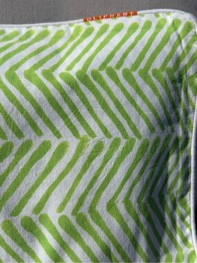 Oliphant Block Printed cotton Pillow Cover in lime green/white- 20”